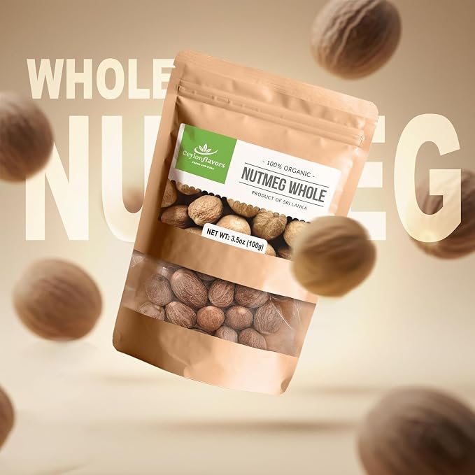 Organic Whole Nutmeg — 100g (Single-Origin Sri Lanka)