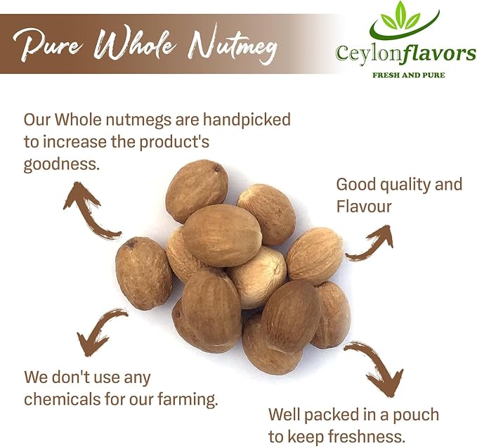 Organic Whole Nutmeg — 100g (Single-Origin Sri Lanka)