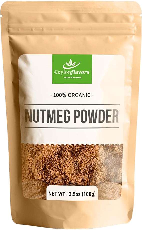 Organic Nutmeg Powder from Sri Lanka – 100g, Premium Grade Ground Nutmeg.